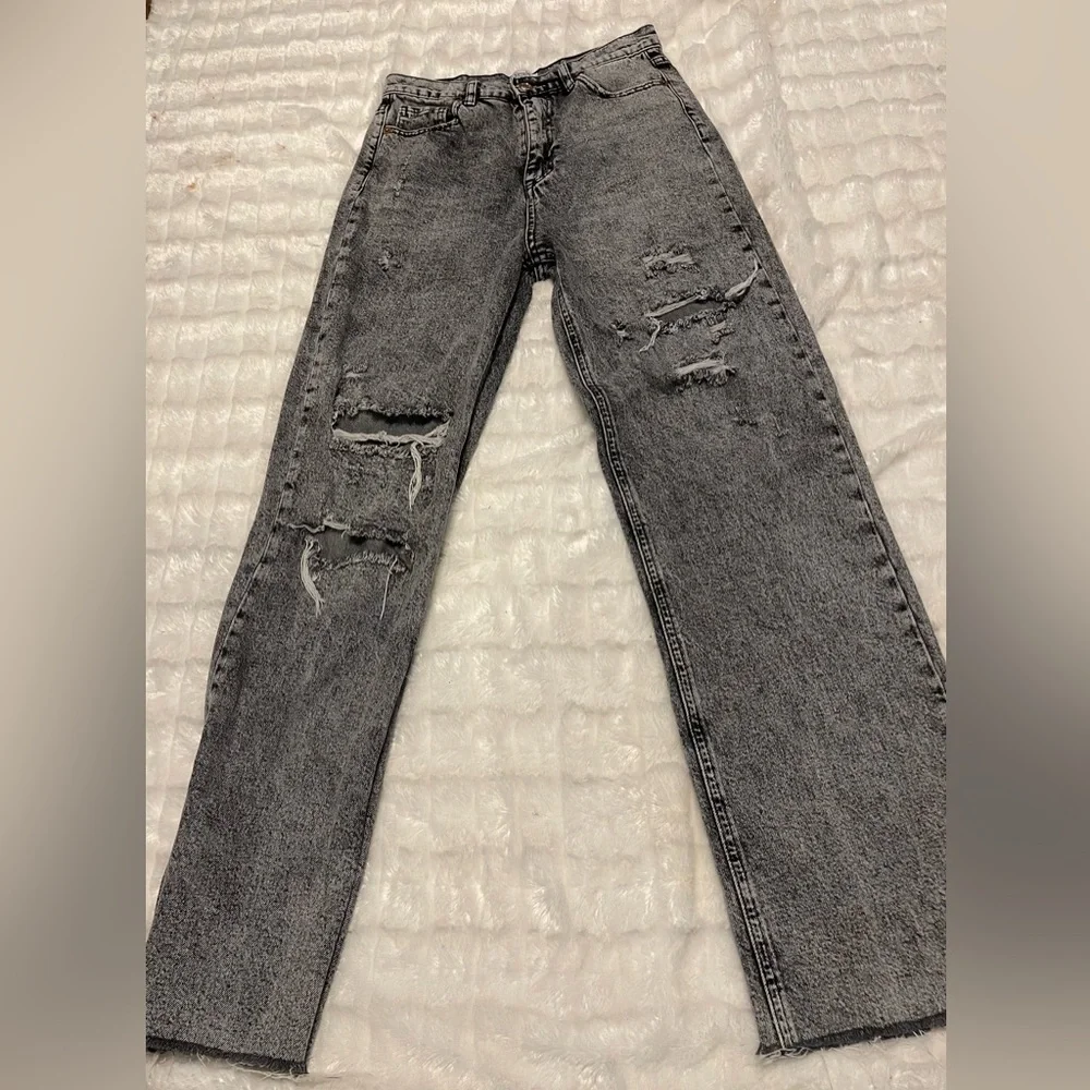 Classic Gray Straight Leg Women's Jeans 100% cotton